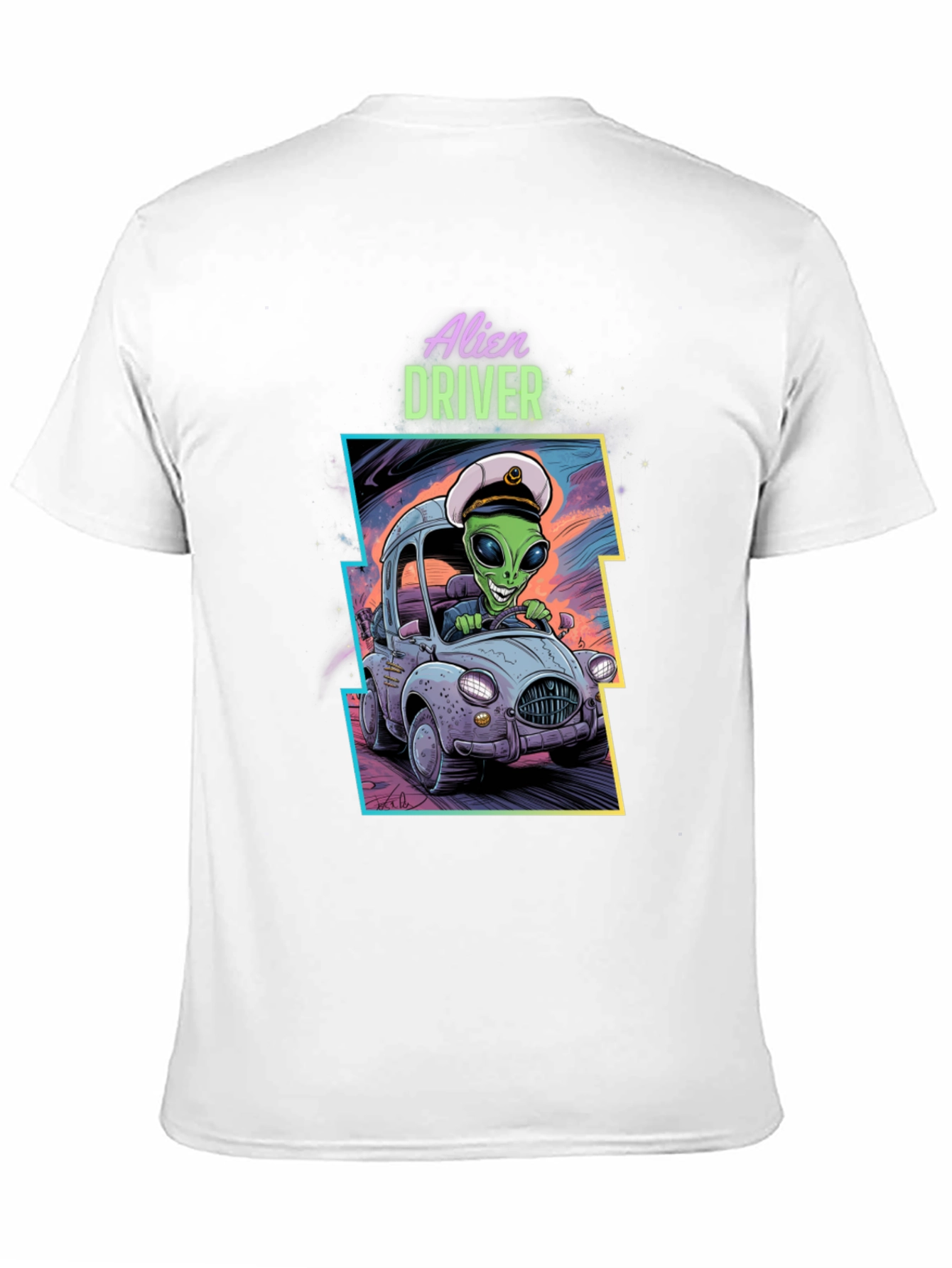 Alien Driver Graphic T-Shirt - Black Crew Neck Tee