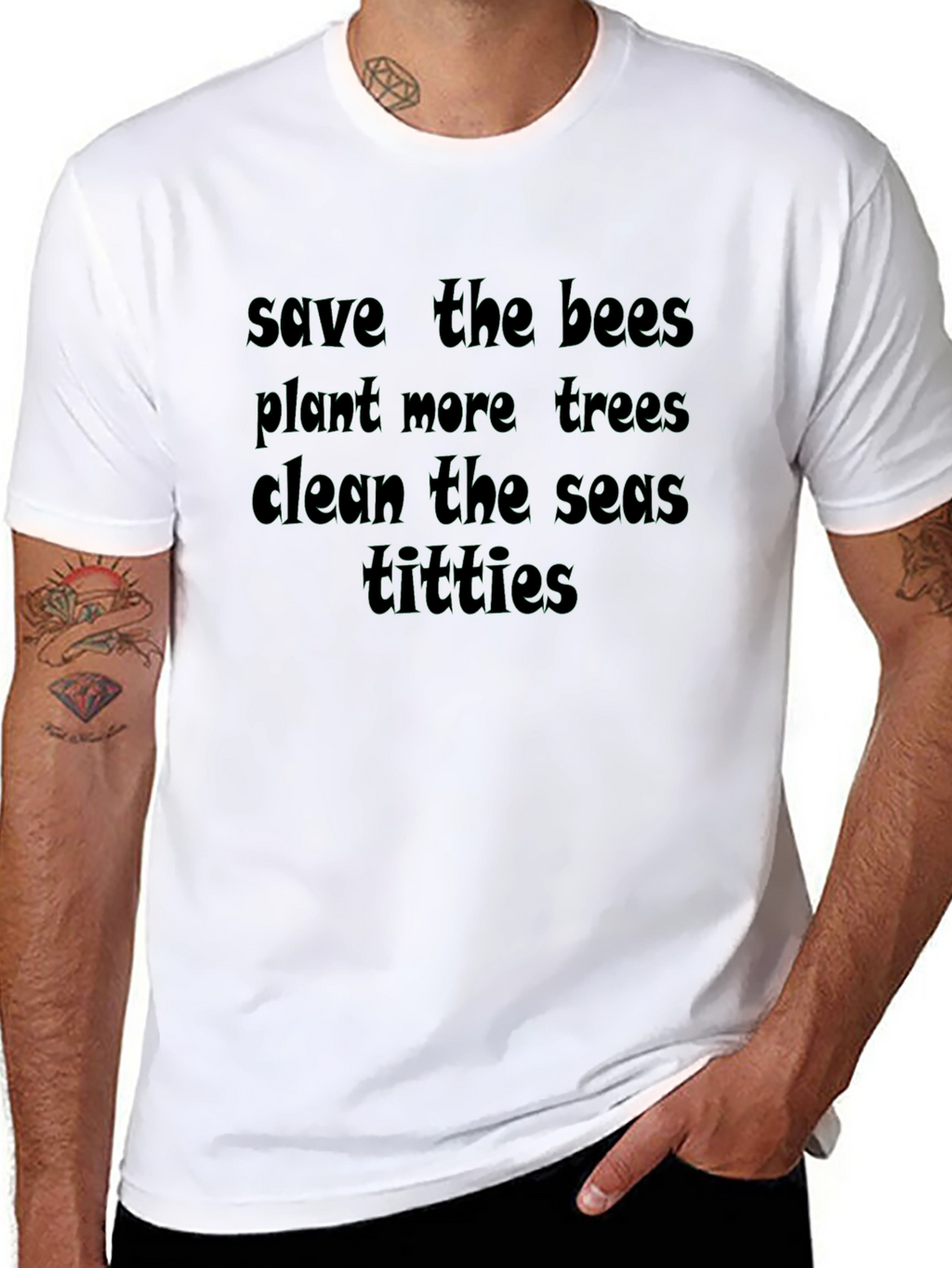 Funny Eco-Friendly Slogan Black T-Shirt