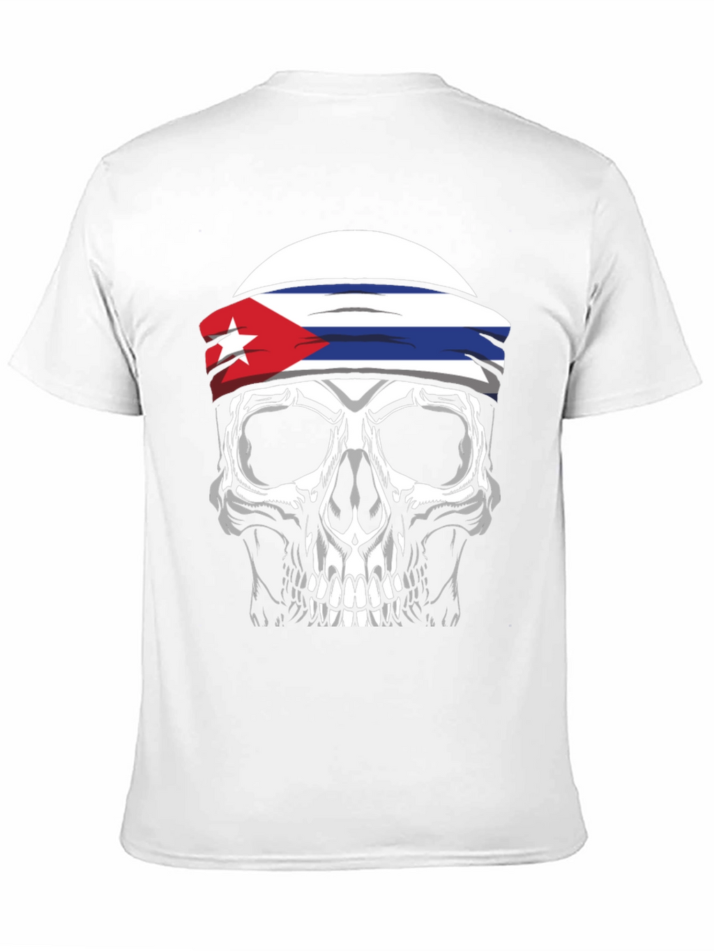 Cuban Flag Skull Graphic Tee - Black T-Shirt