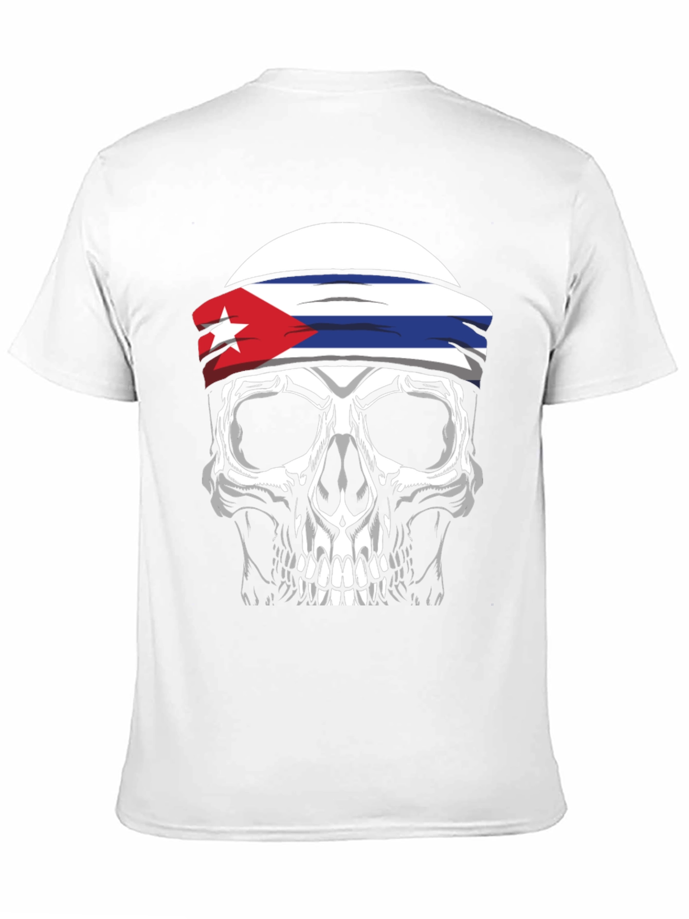 Cuban Flag Skull Graphic Tee - Black T-Shirt