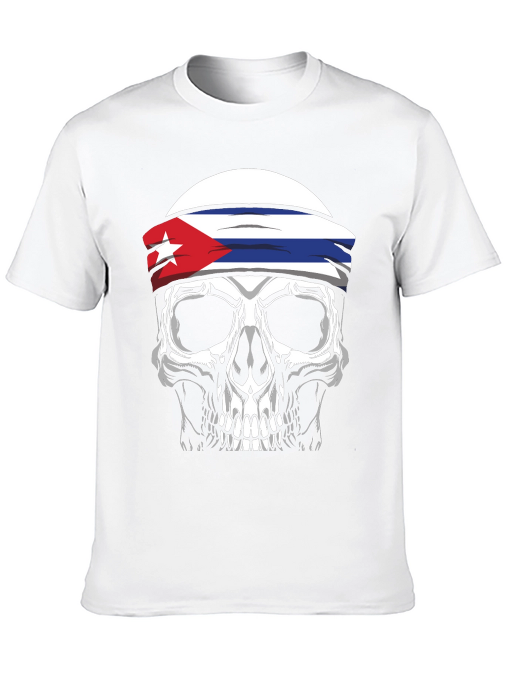 Cuban Flag Skull Graphic Tee - Black T-Shirt