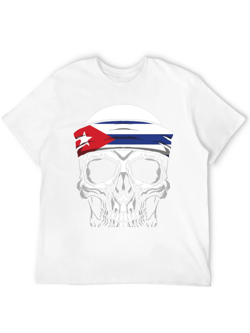 Cuban Flag Skull Graphic Tee - Black T-Shirt