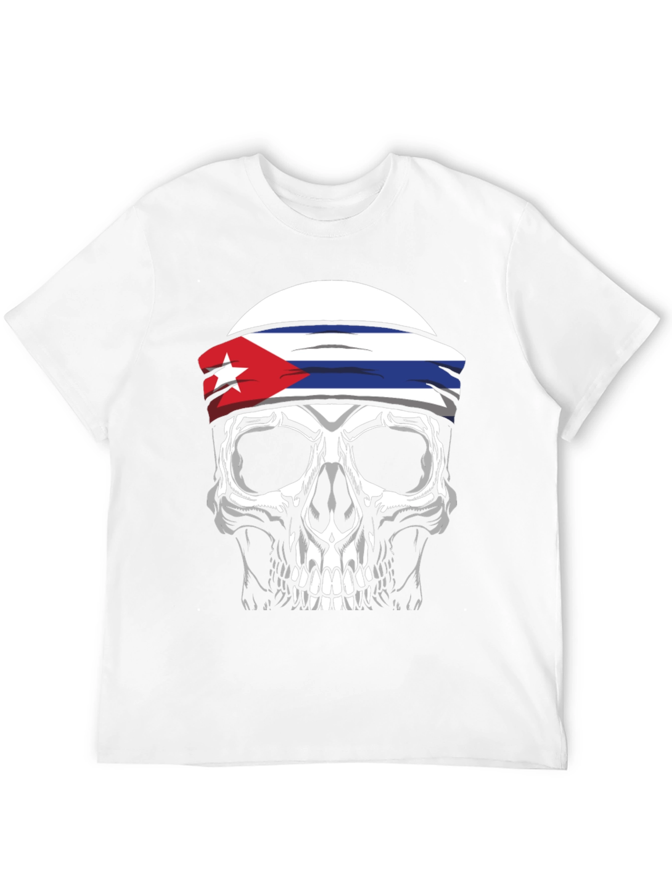 Cuban Flag Skull Graphic Tee - Black T-Shirt
