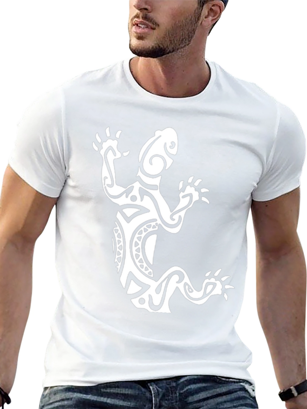 Tribal Lizard Graphic Tee - Black