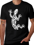 Tribal Lizard Graphic Tee - Black