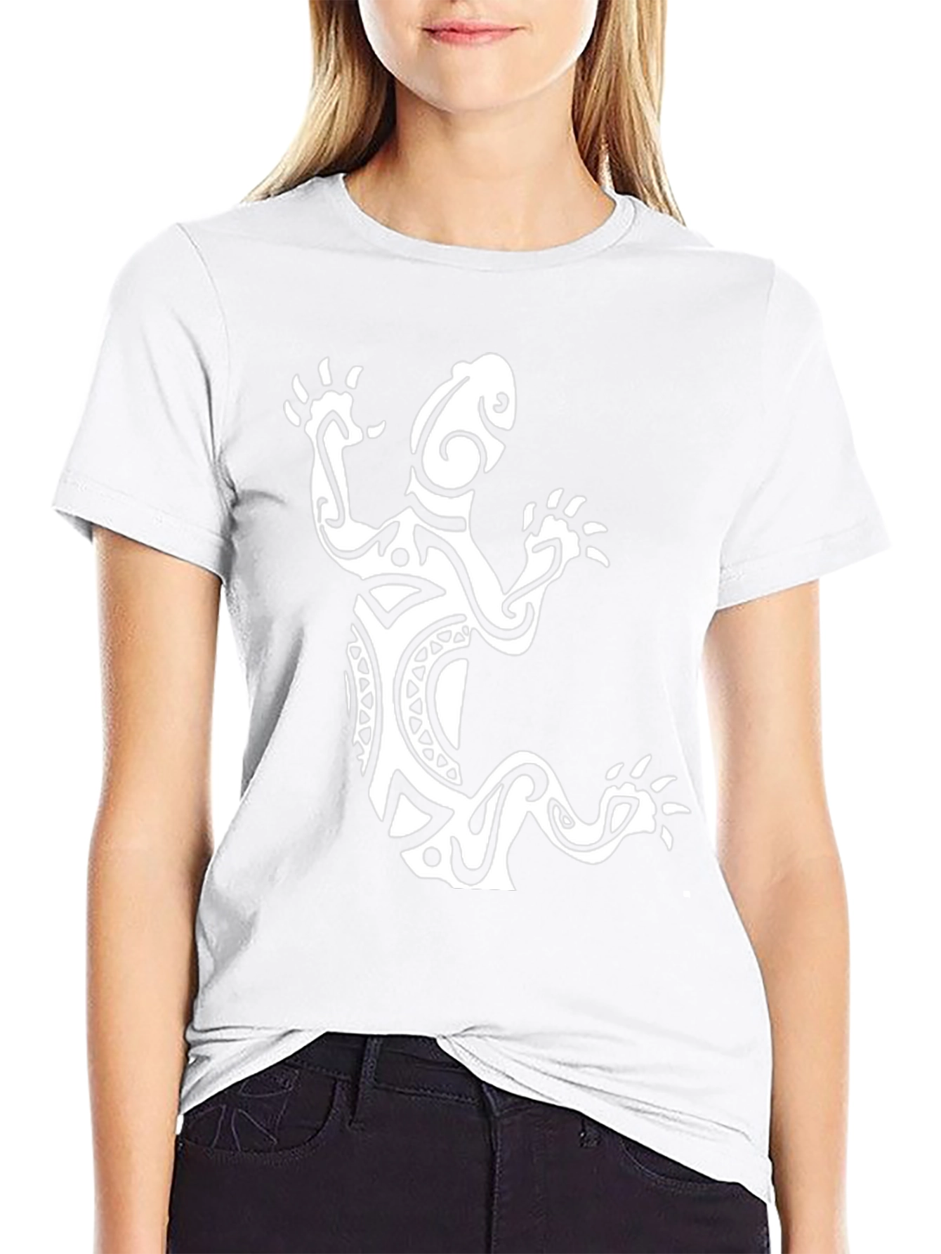 Tribal Lizard Graphic Tee - Black