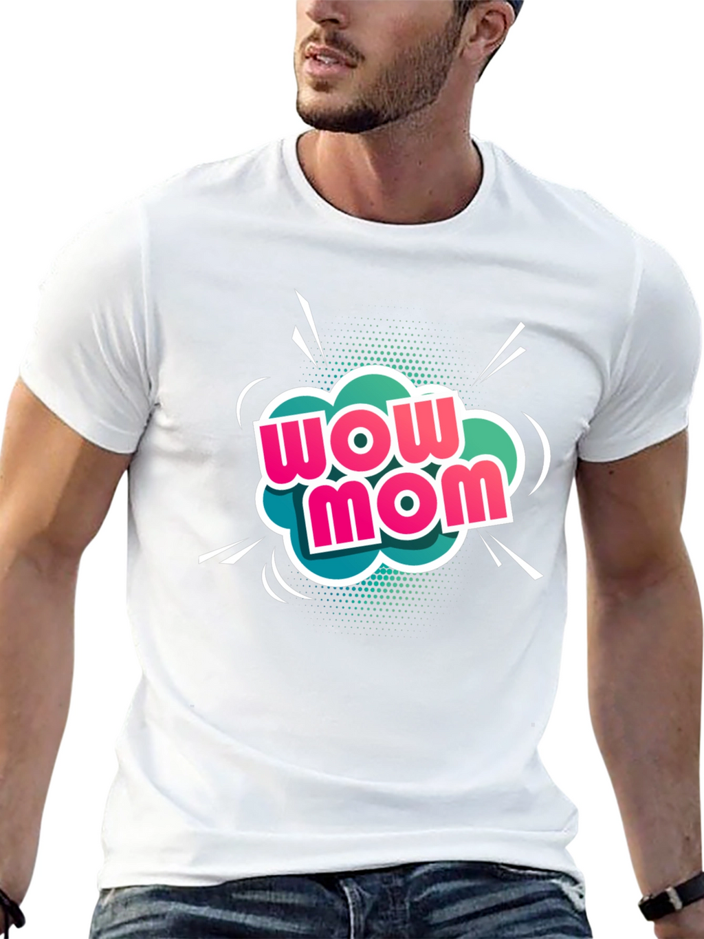 Wow Mom Black T-Shirt - Graphic Tee