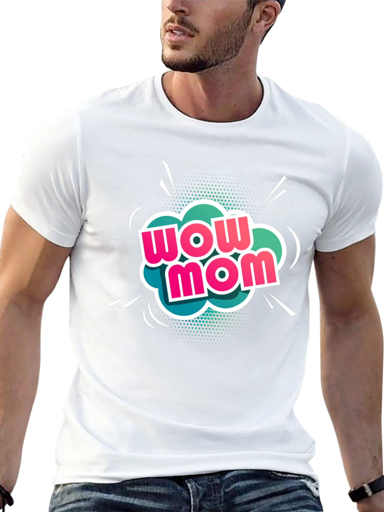 Wow Mom Black T-Shirt - Graphic Tee