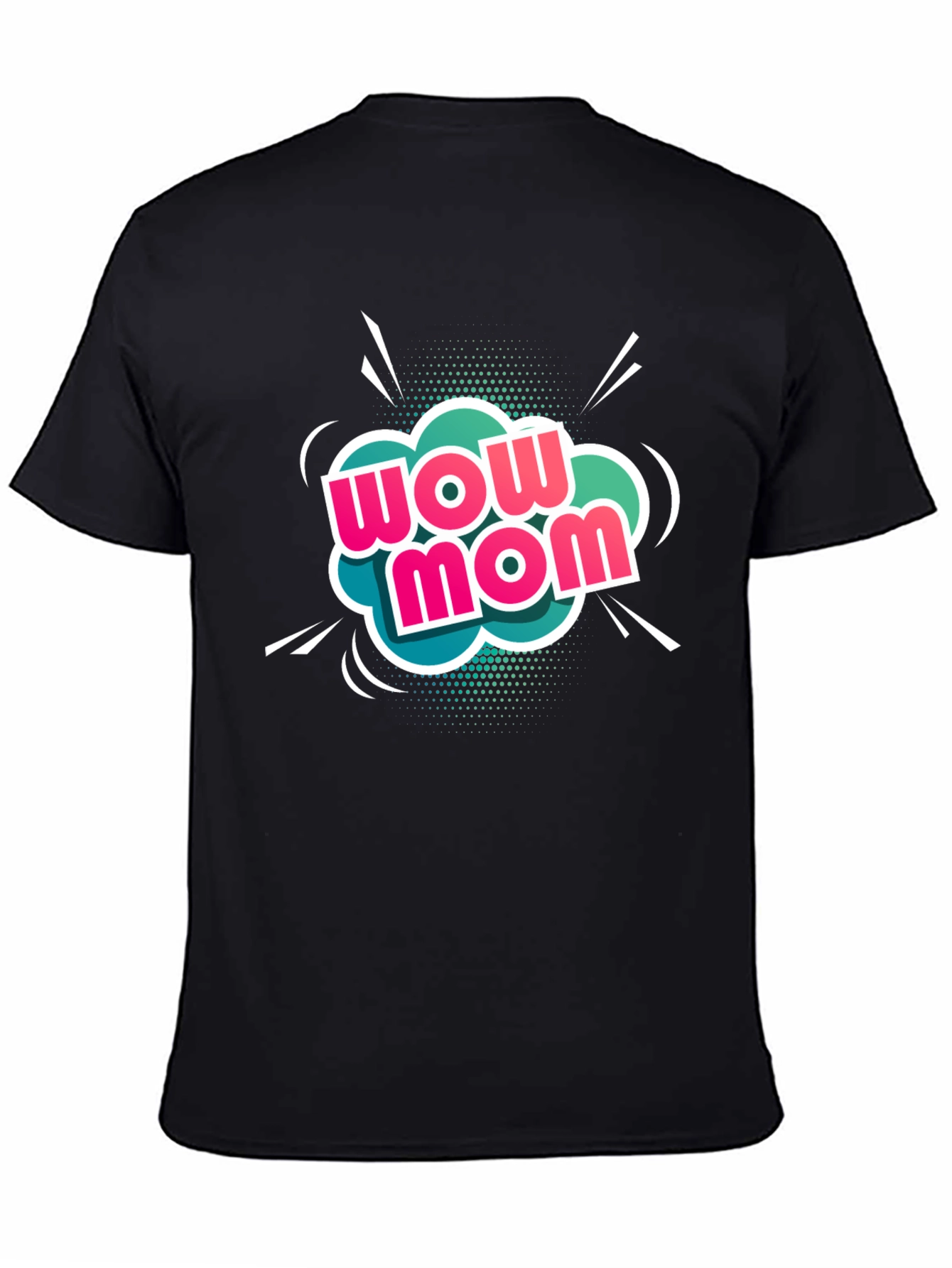 Wow Mom Black T-Shirt - Graphic Tee