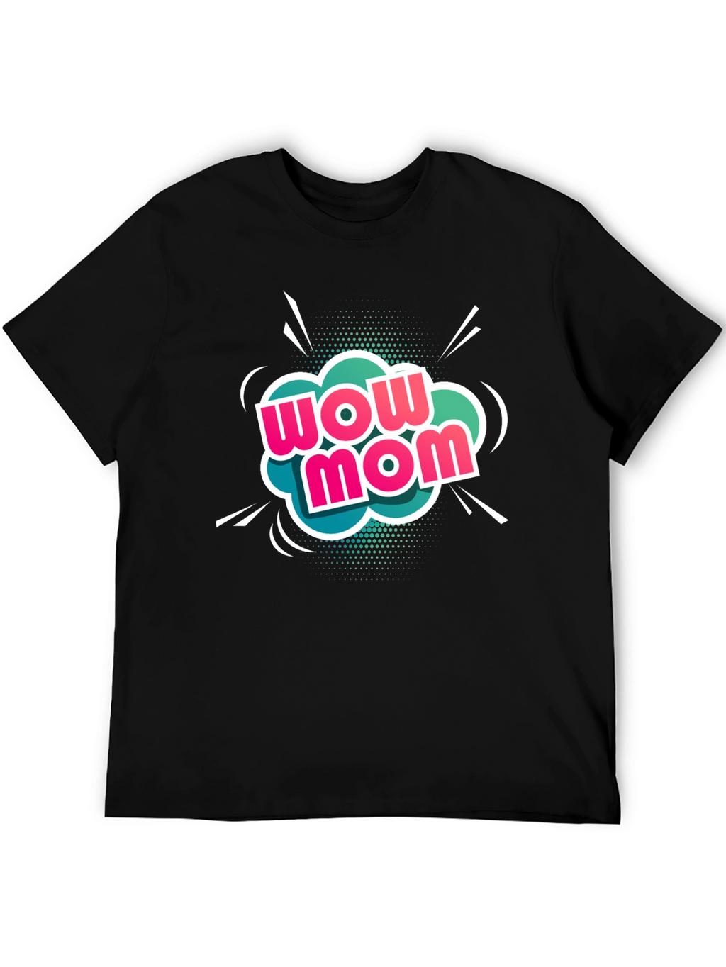 Wow Mom Black T-Shirt - Graphic Tee