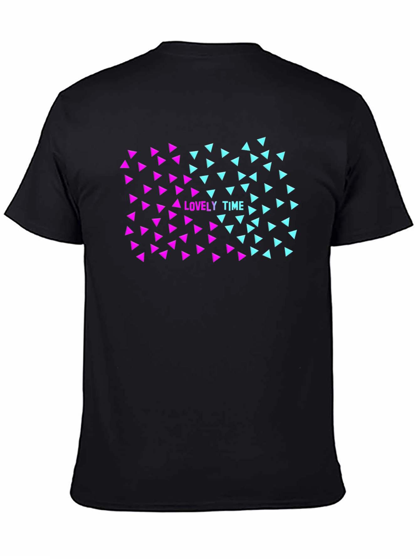 Lovely Time Triangle Graphic Black T-Shirt