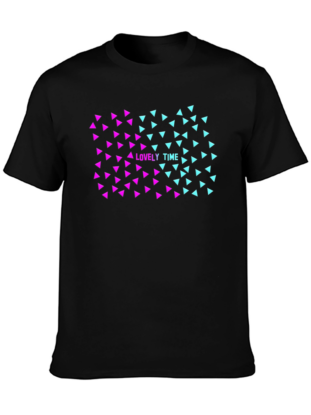 Lovely Time Triangle Graphic Black T-Shirt