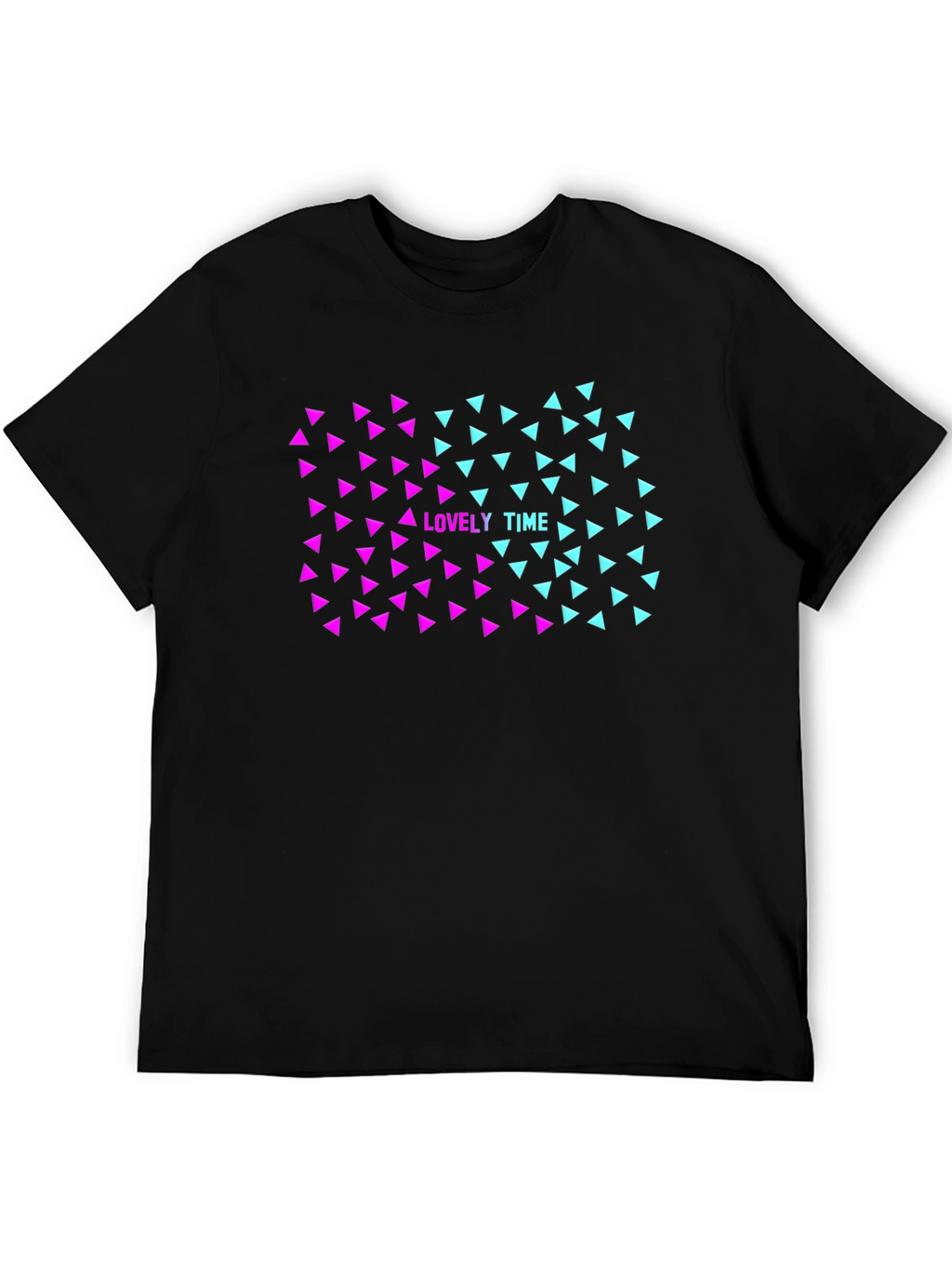Lovely Time Triangle Graphic Black T-Shirt