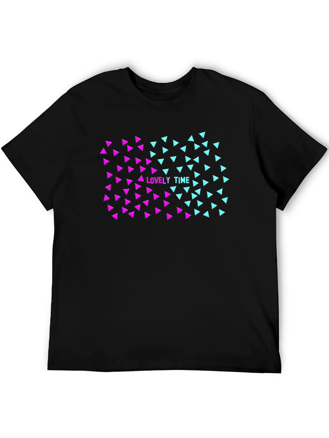 Lovely Time Triangle Graphic Black T-Shirt