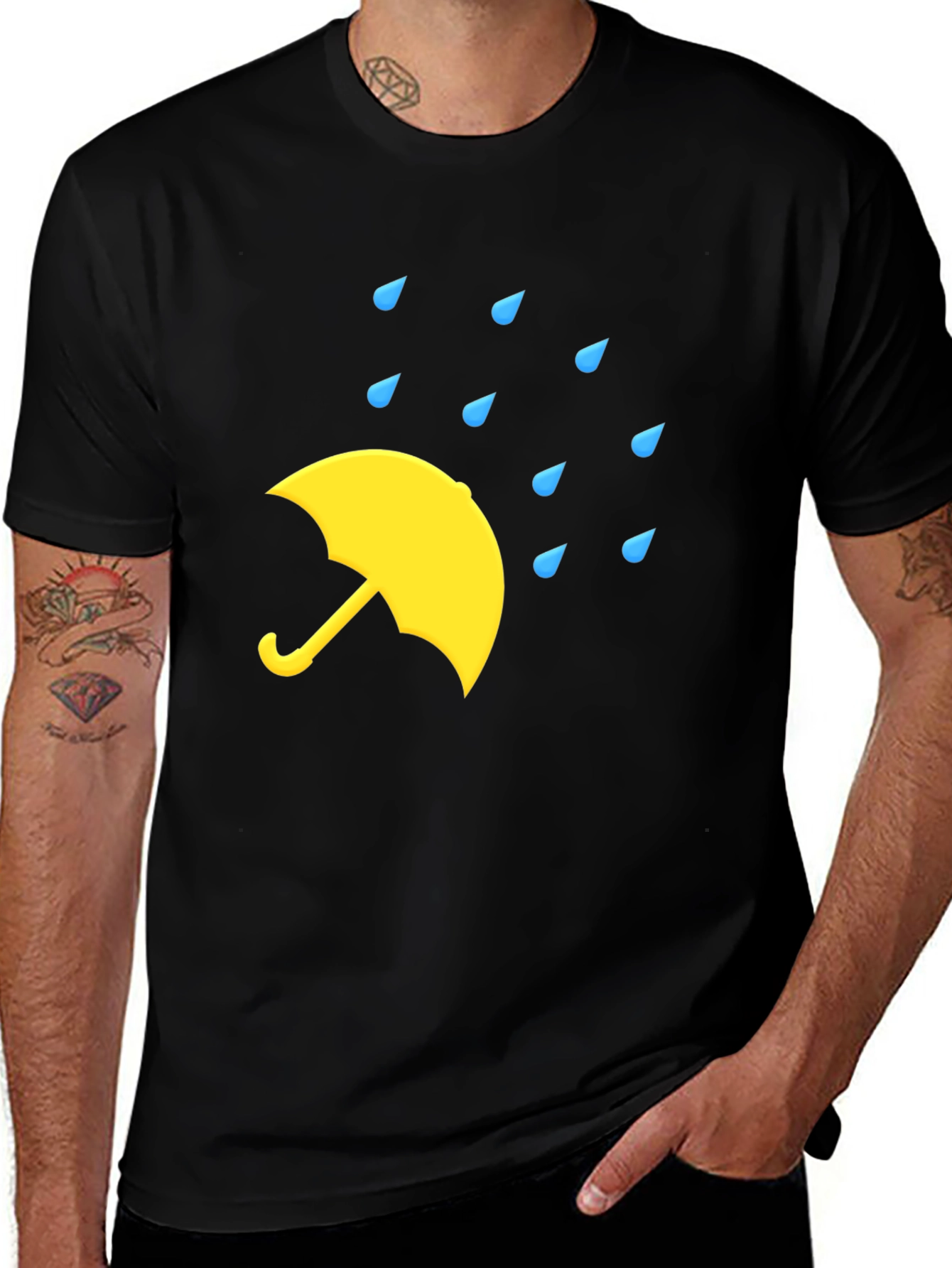 Rainy Day Umbrella Black T-Shirt