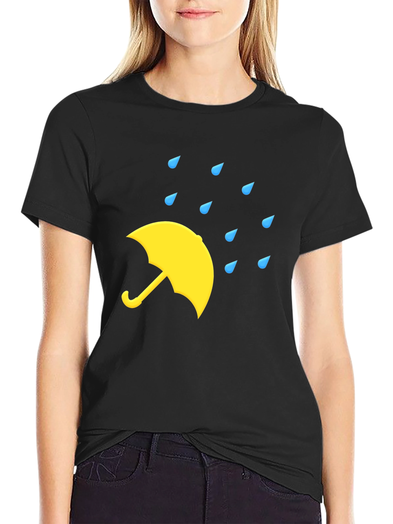 Rainy Day Umbrella Black T-Shirt