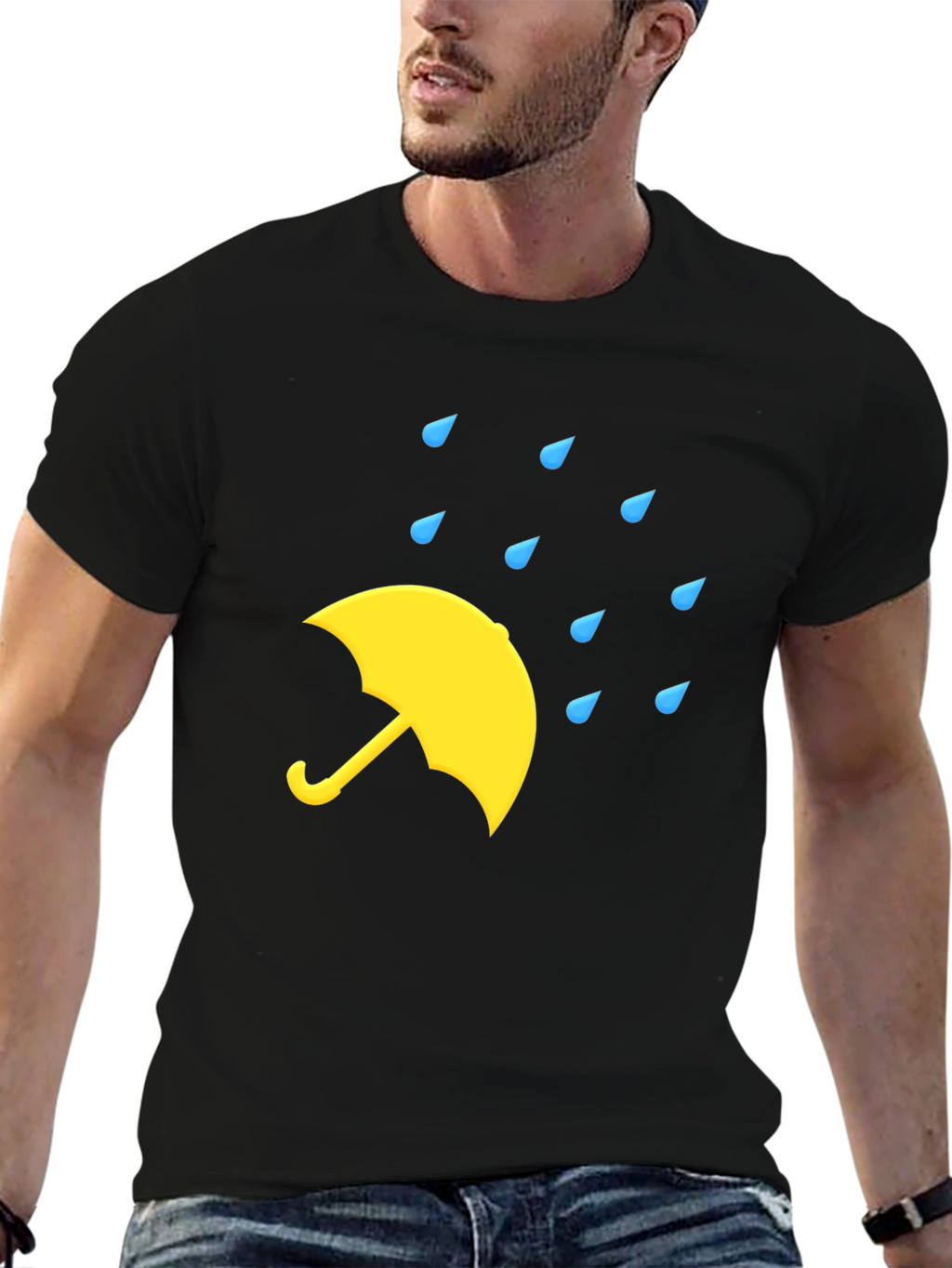 Rainy Day Umbrella Black T-Shirt