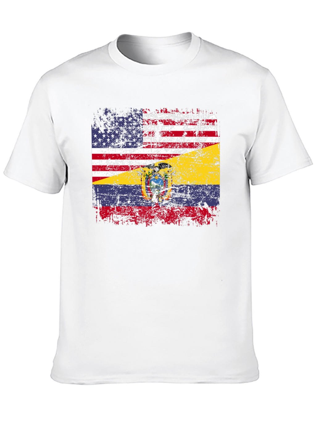 Distressed USA Ecuador Flag Graphic T-Shirt