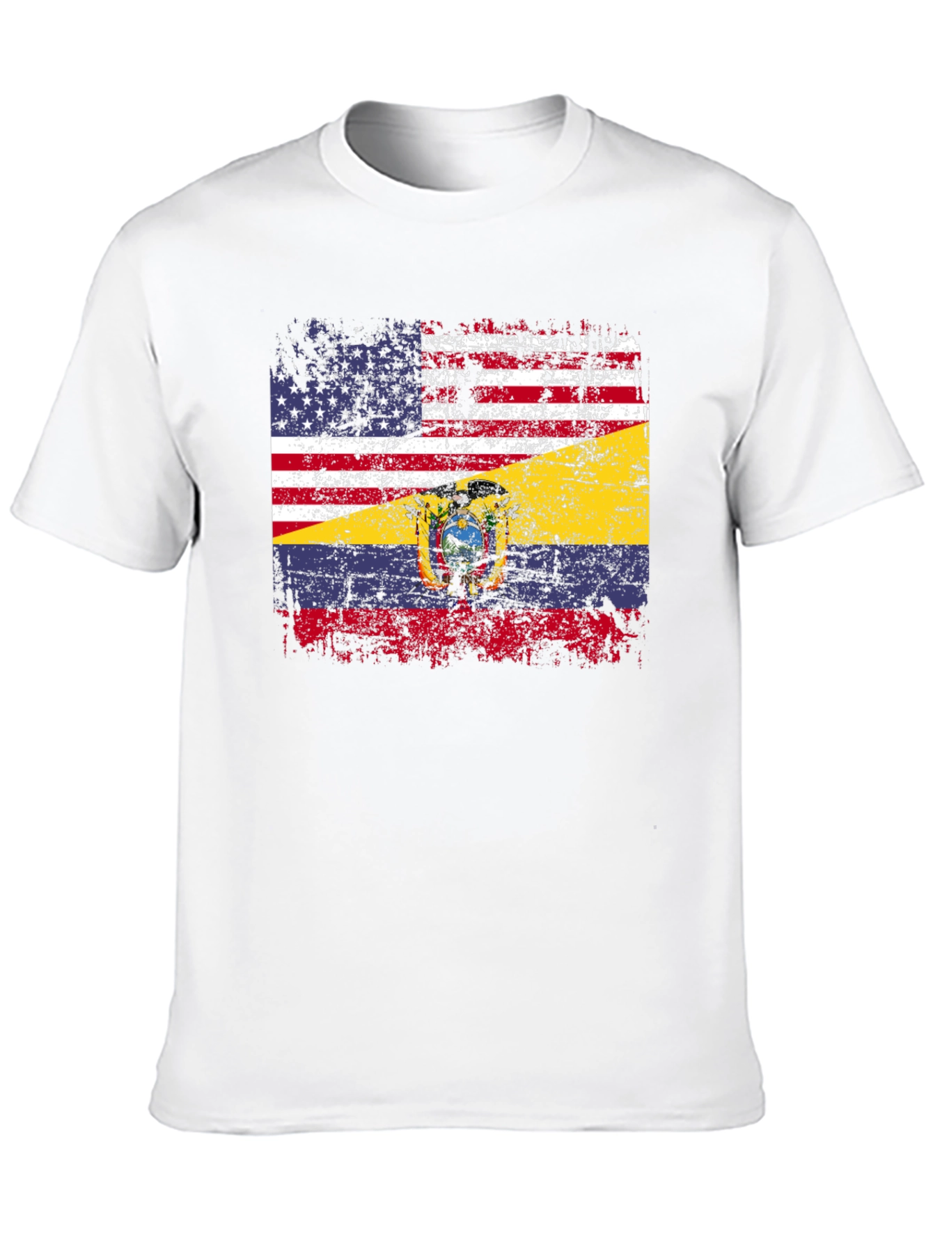 Distressed USA Ecuador Flag Graphic T-Shirt