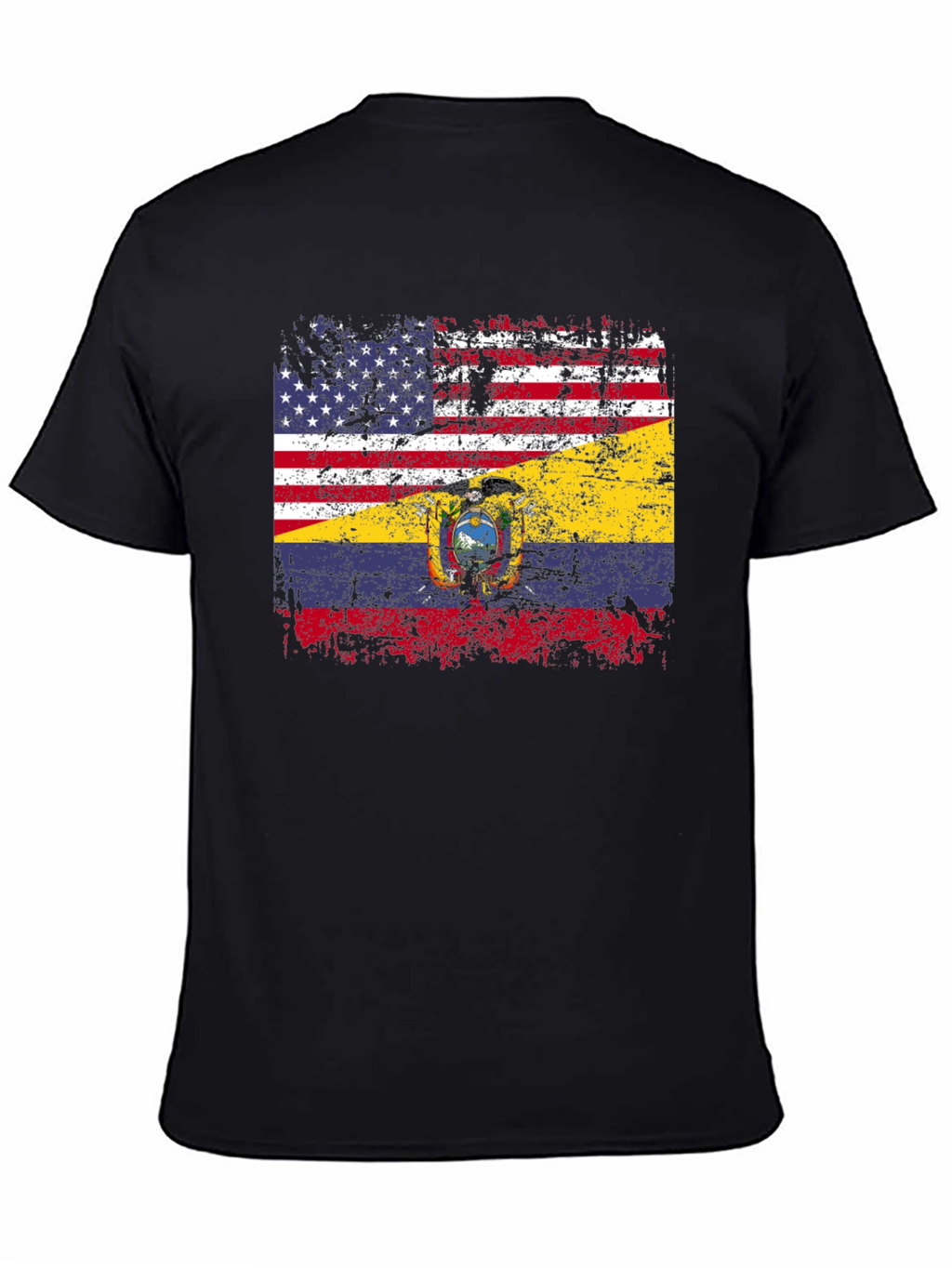 Distressed USA Ecuador Flag Graphic T-Shirt