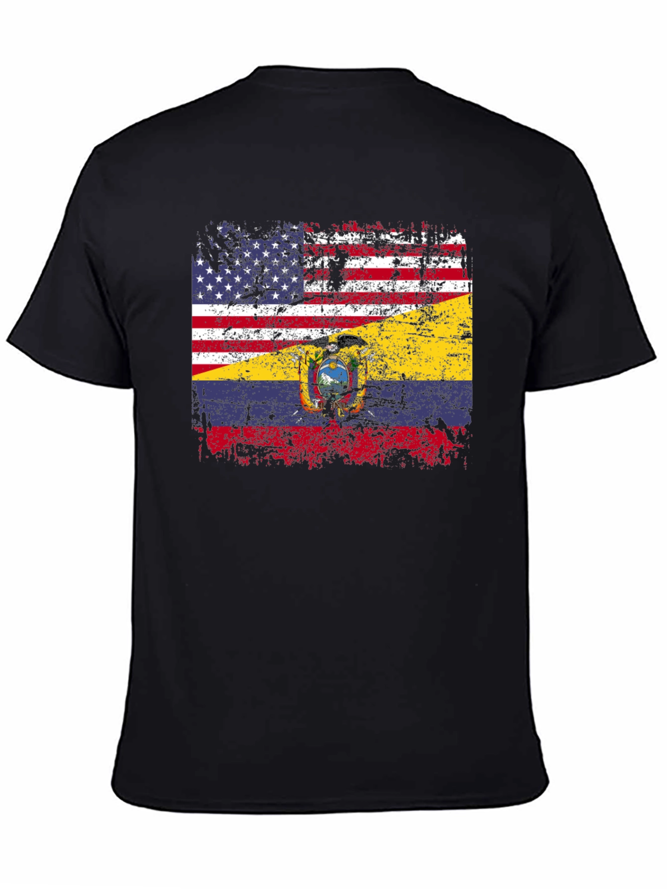 Distressed USA Ecuador Flag Graphic T-Shirt