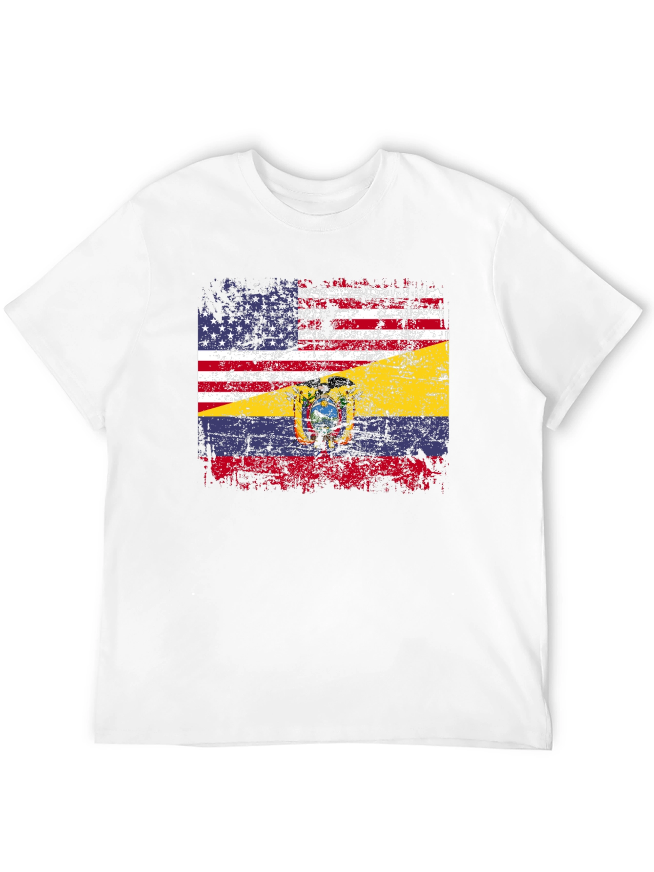 Distressed USA Ecuador Flag Graphic T-Shirt
