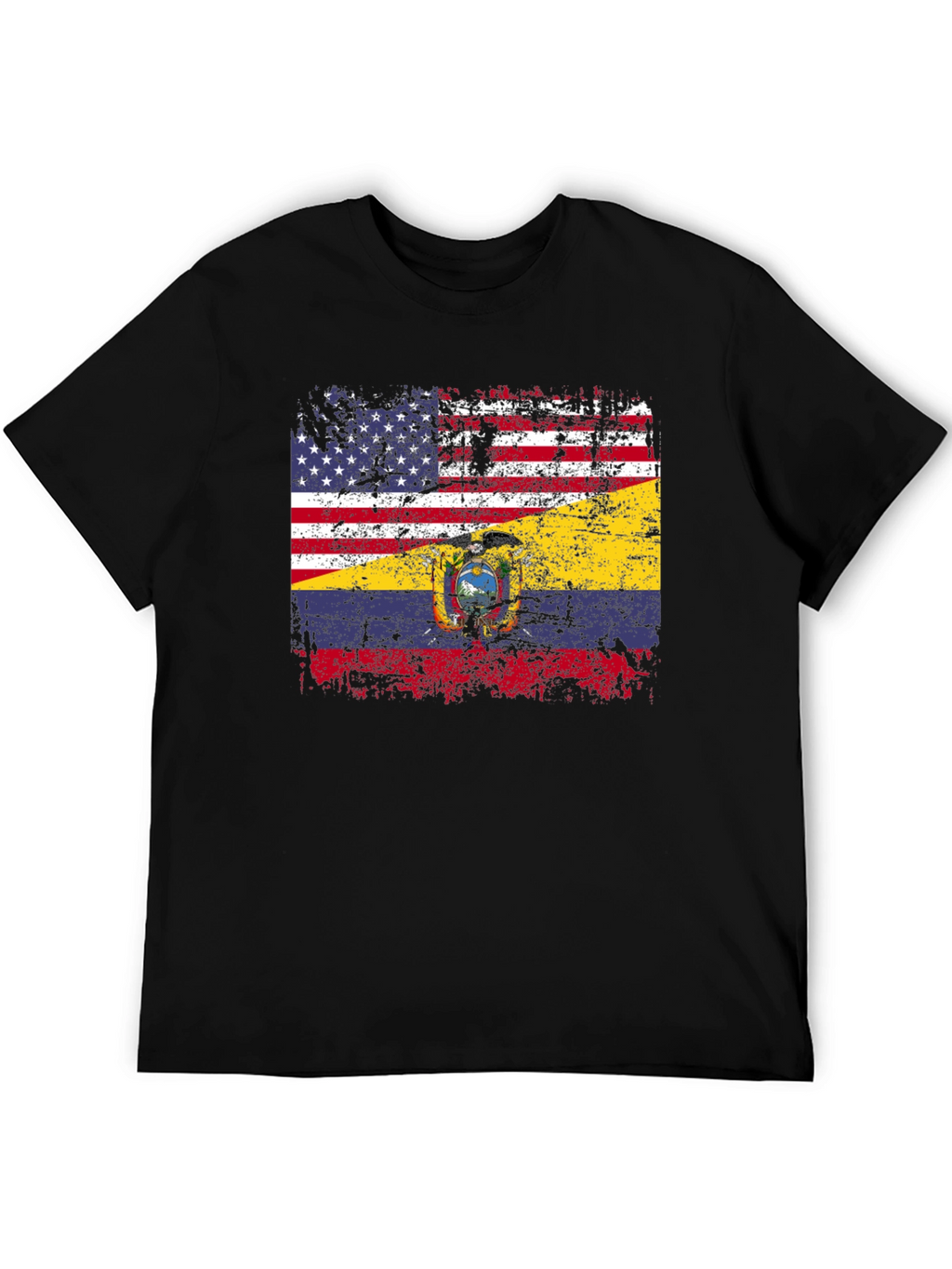 Distressed USA Ecuador Flag Graphic T-Shirt