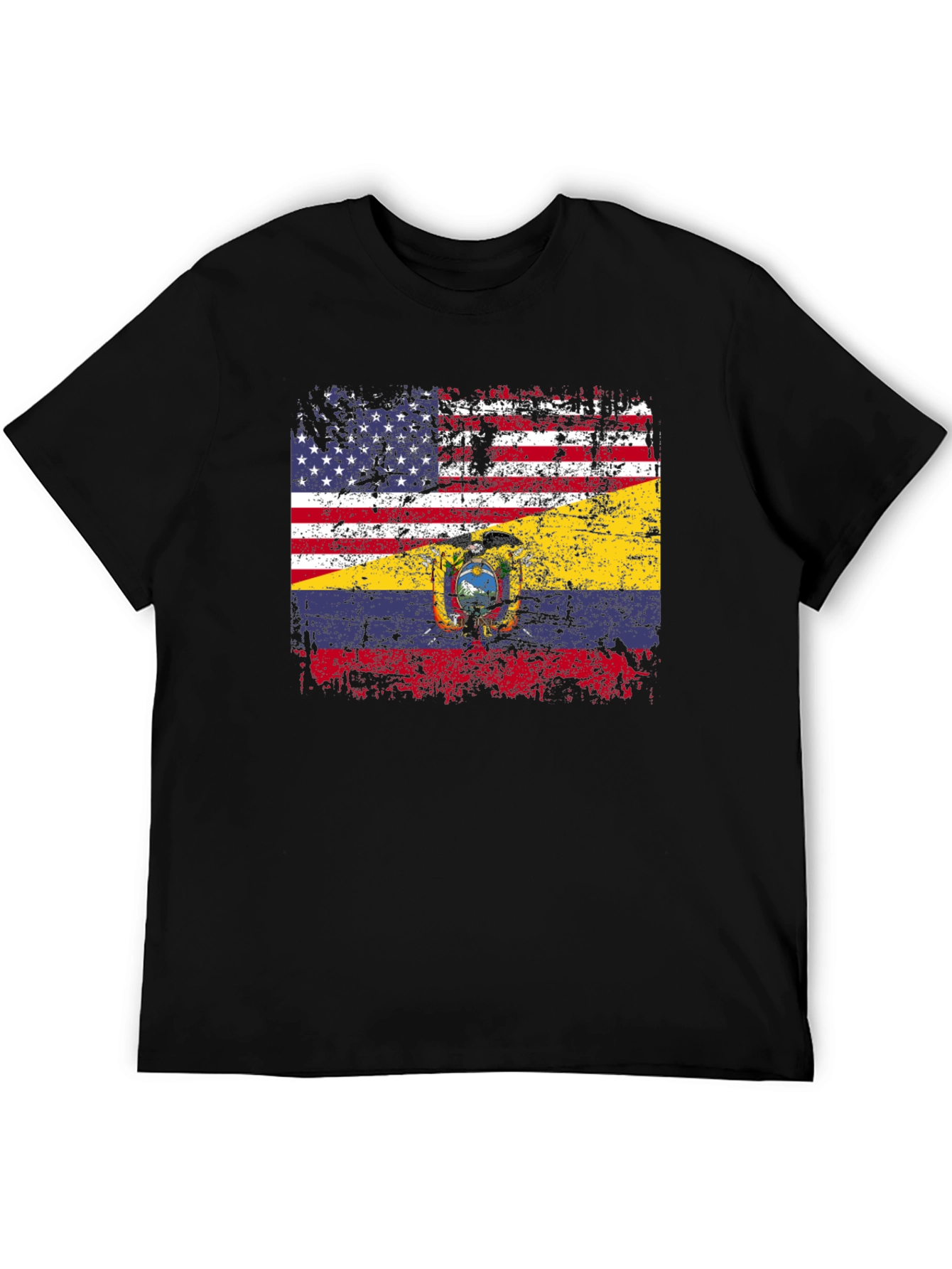 Distressed USA Ecuador Flag Graphic T-Shirt