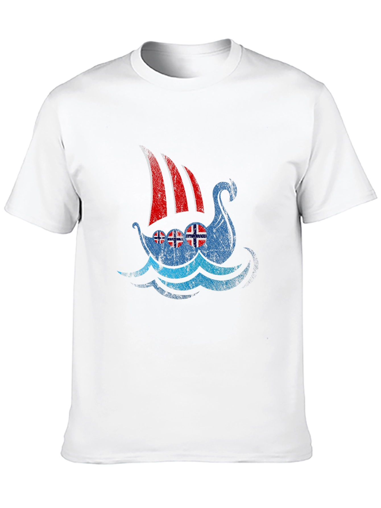 Viking Ship Norway Flag T-Shirt - Black