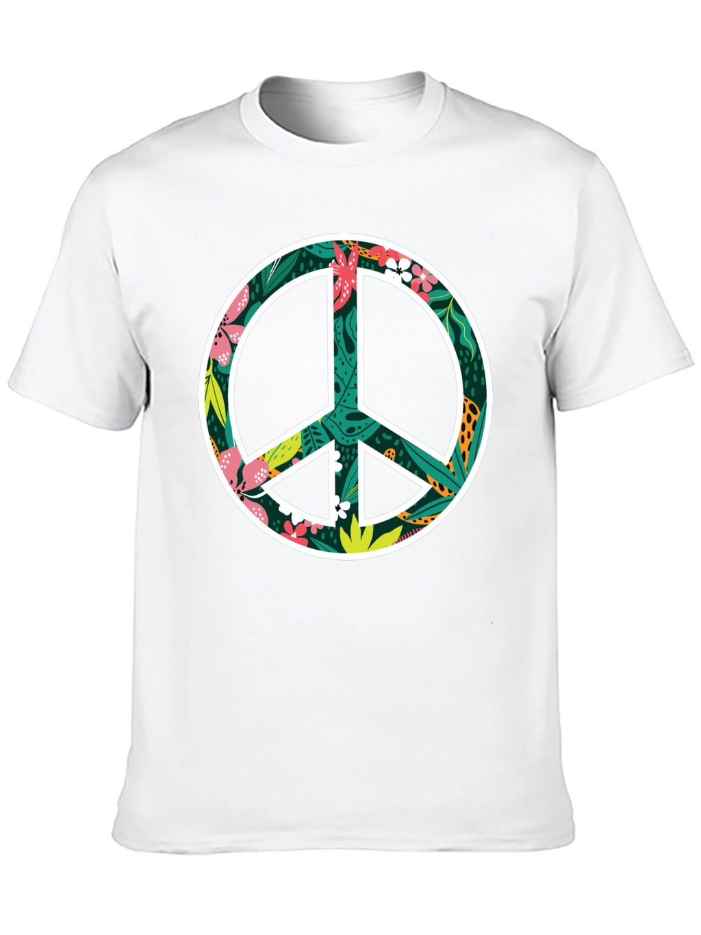 Floral Peace Sign Graphic Black T-Shirt