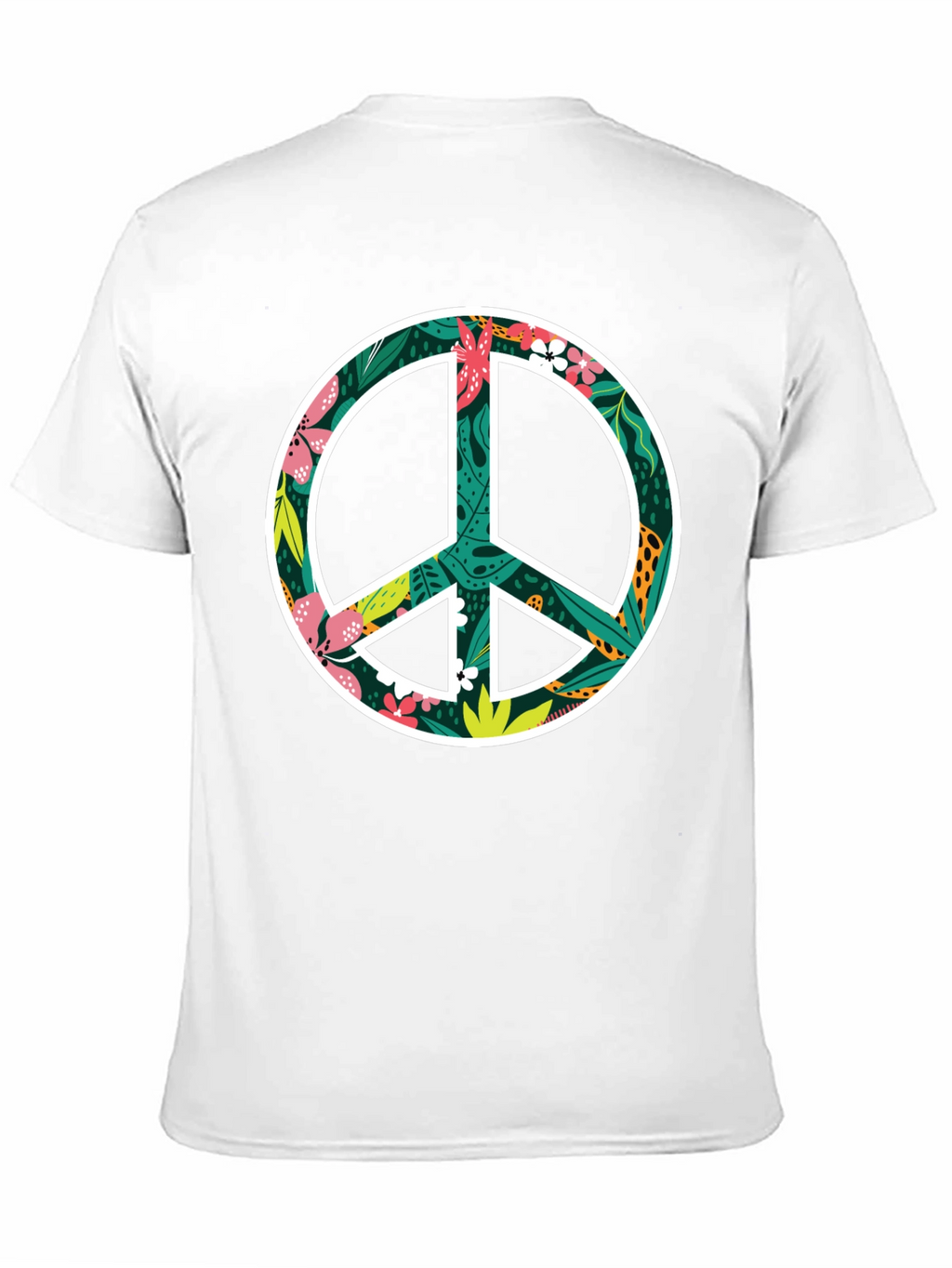 Floral Peace Sign Graphic Black T-Shirt