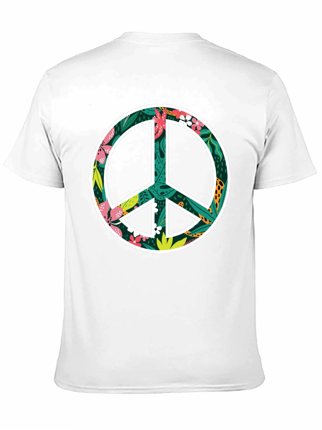 Floral Peace Sign Graphic Black T-Shirt
