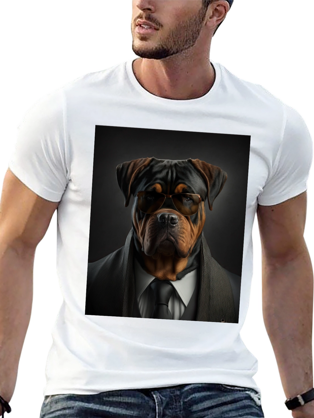Dapper Dog Tee: Rottweiler in Suit