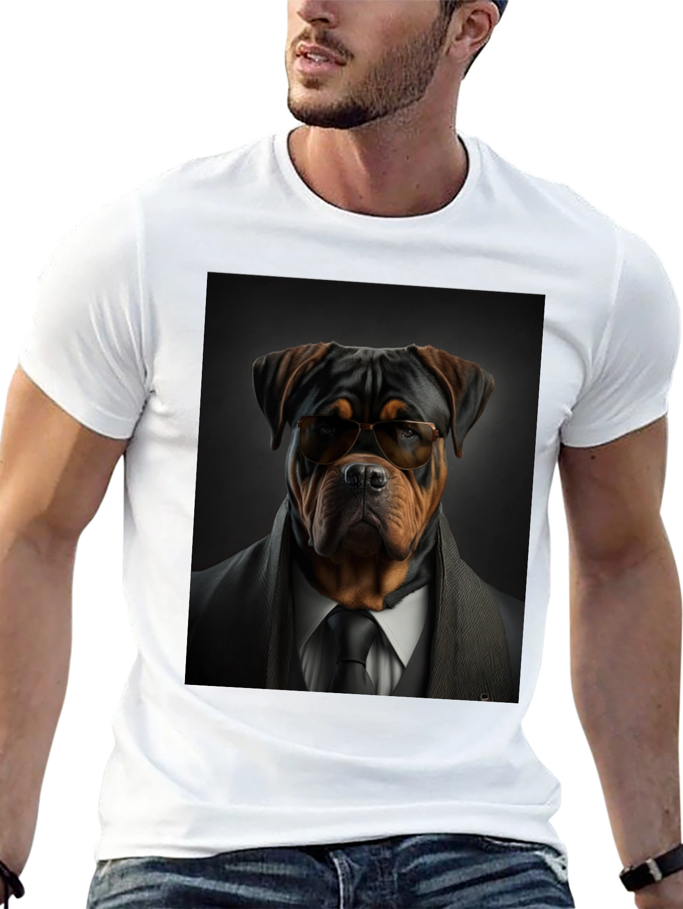 Dapper Dog Tee: Rottweiler in Suit