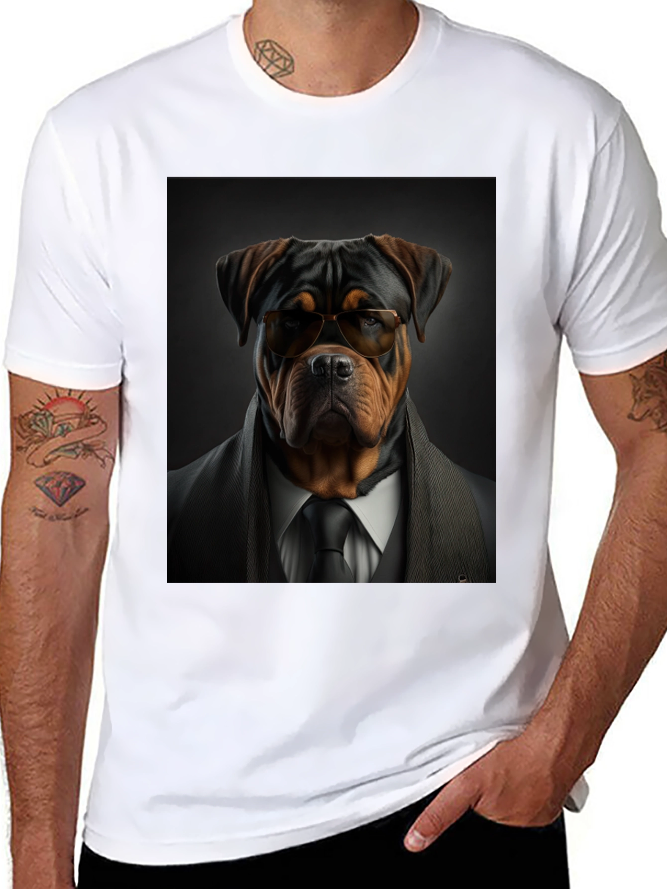 Dapper Dog Tee: Rottweiler in Suit