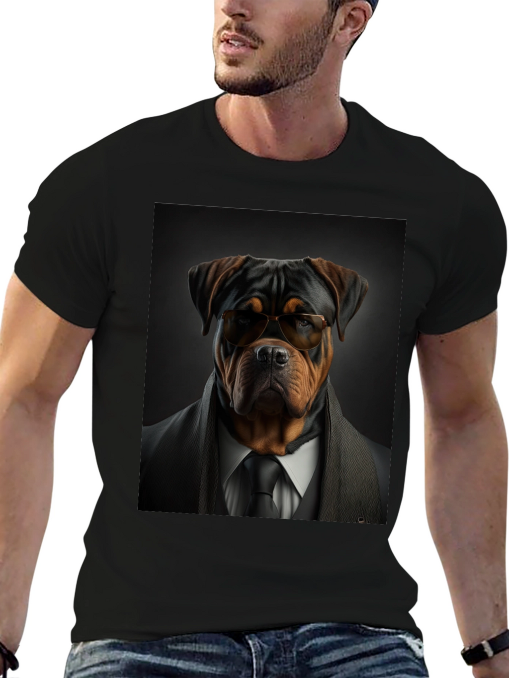 Dapper Dog Tee: Rottweiler in Suit