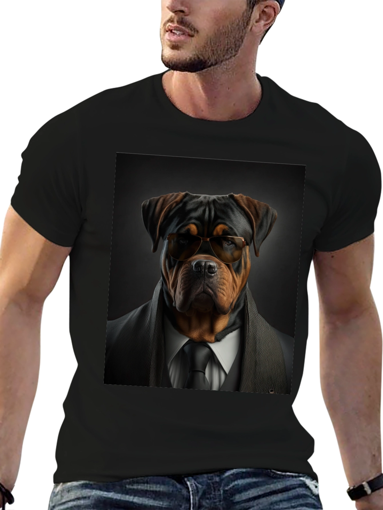 Dapper Dog Tee: Rottweiler in Suit