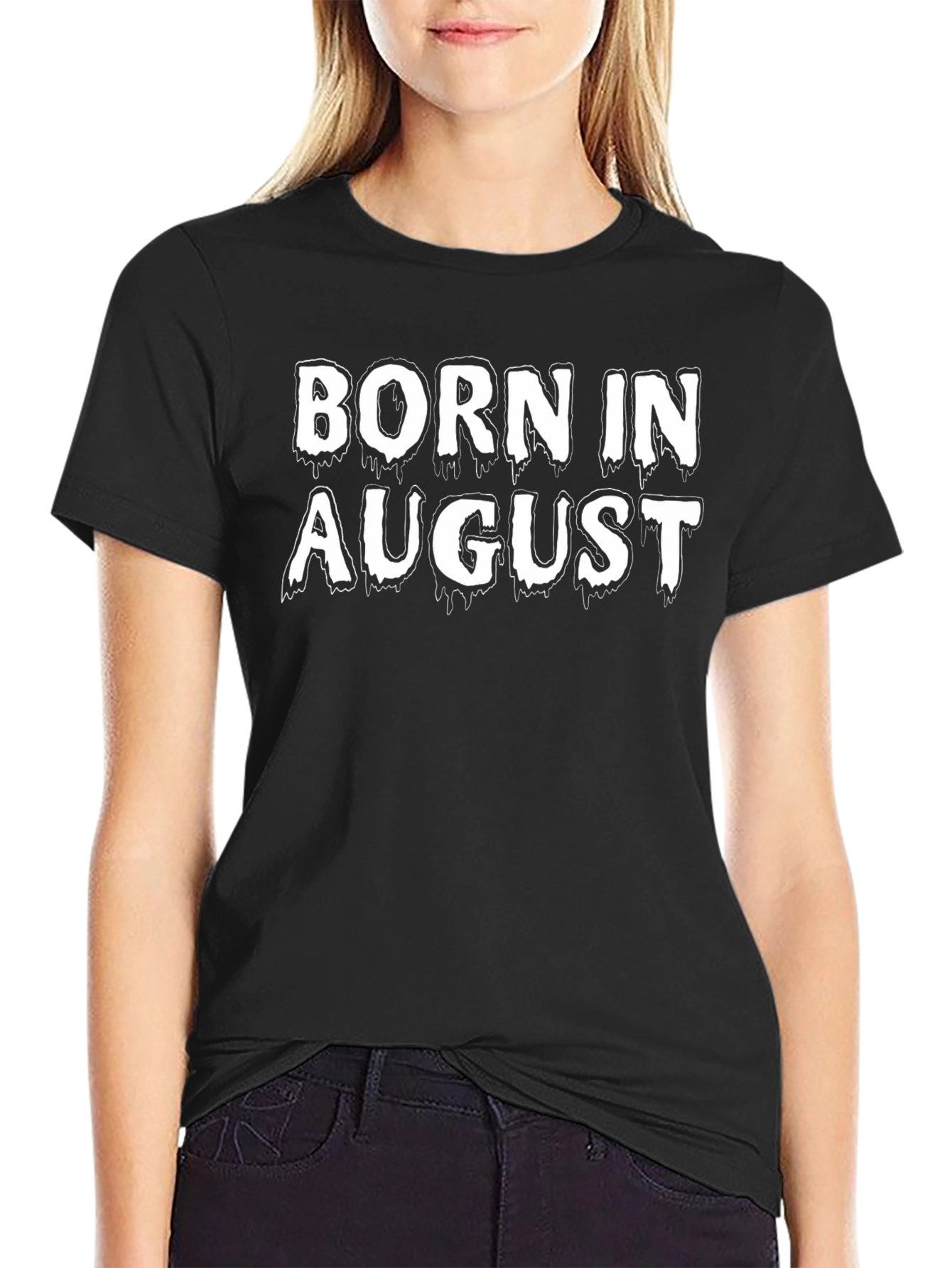 Born in August T-Shirt - Black Cotton Tee