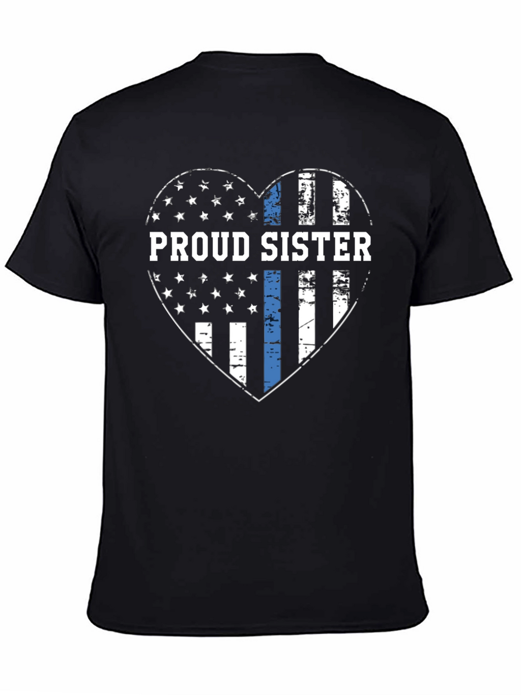 Proud Sister Thin Blue Line Heart T-Shirt