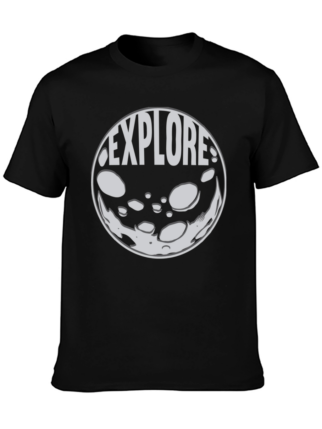 Explore Moon Graphic T-Shirt - Black Cotton Blend