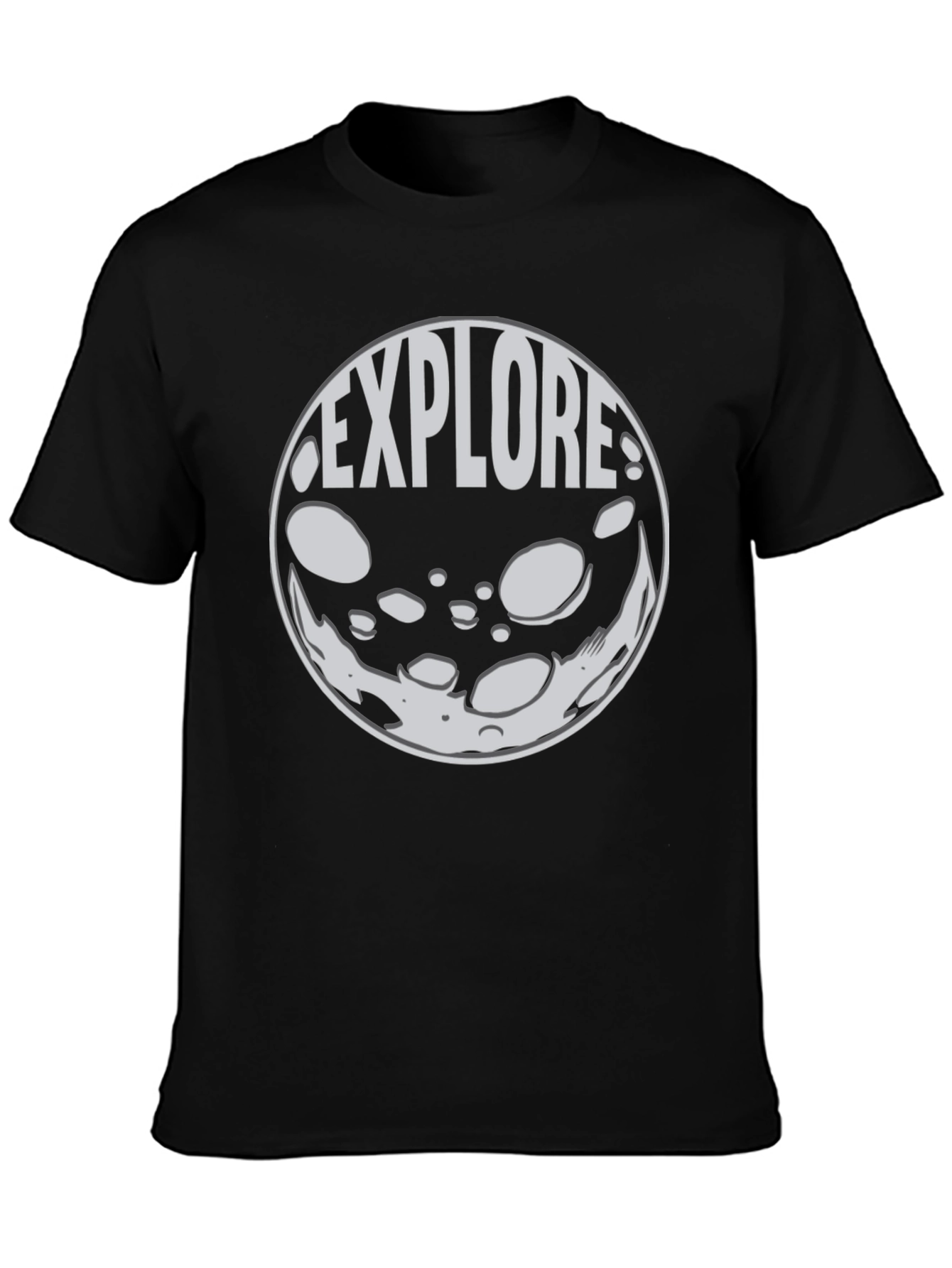 Explore Moon Graphic T-Shirt - Black Cotton Blend