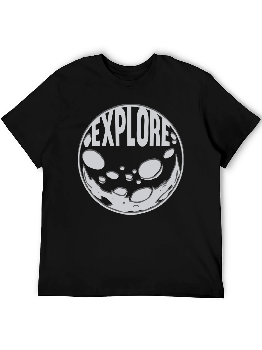 Explore Moon Graphic T-Shirt - Black Cotton Blend