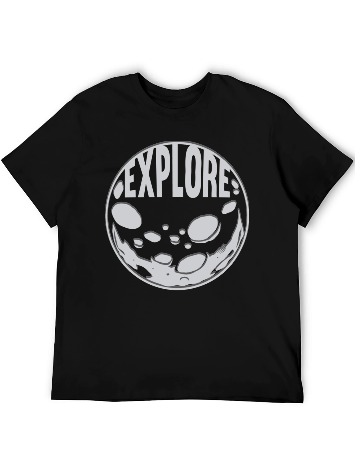 Explore Moon Graphic T-Shirt - Black Cotton Blend