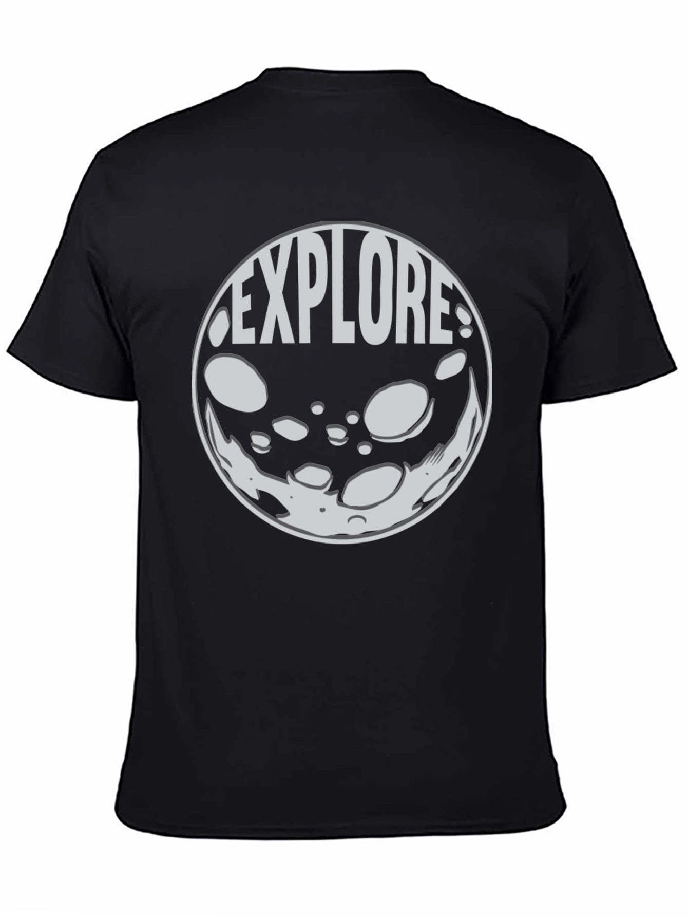 Explore Moon Graphic T-Shirt - Black Cotton Blend