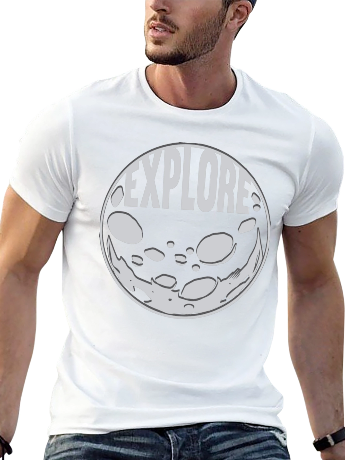 Explore Moon Graphic T-Shirt - Black Cotton Blend
