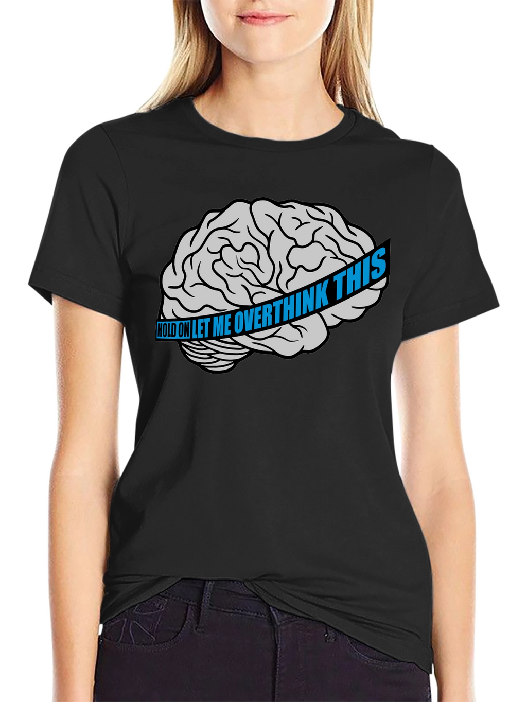 Overthink Brain Graphic T-Shirt - Black