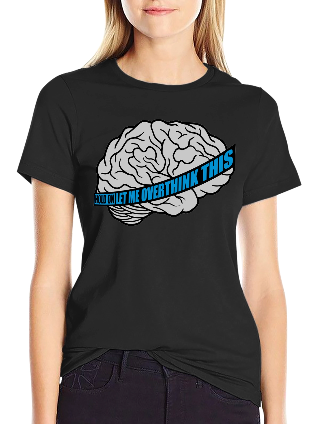 Overthink Brain Graphic T-Shirt - Black