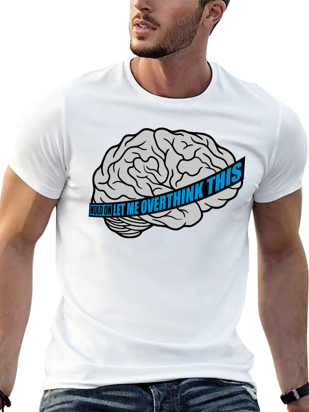 Overthink Brain Graphic T-Shirt - Black