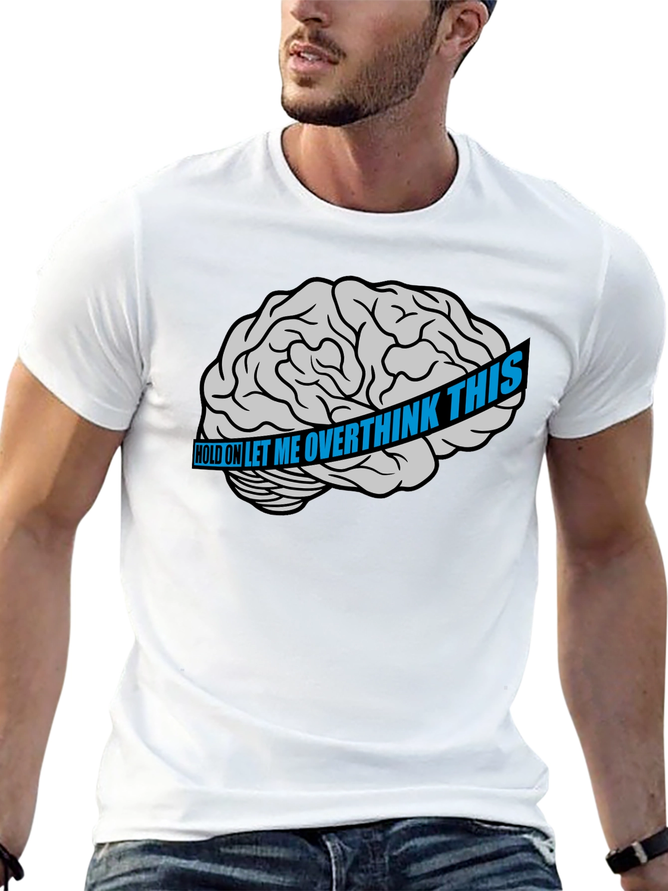 Overthink Brain Graphic T-Shirt - Black