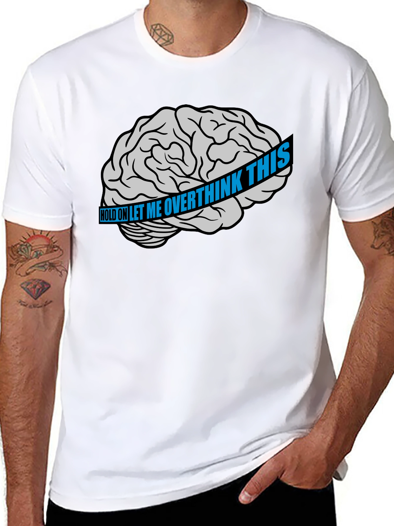 Overthink Brain Graphic T-Shirt - Black
